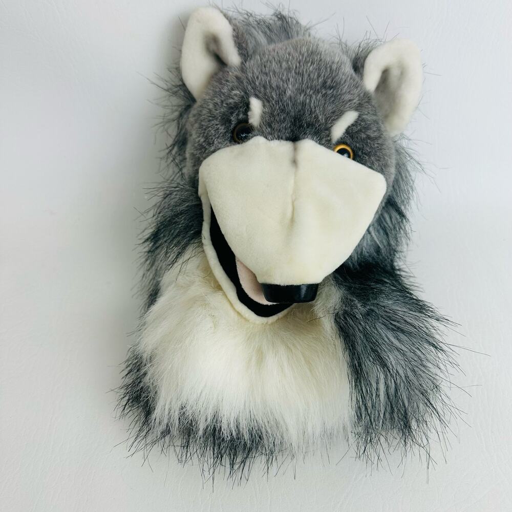 Aurora Hand Puppet Plush Stuffed Animal Gray Wolf Vintage Toy ‎  11”